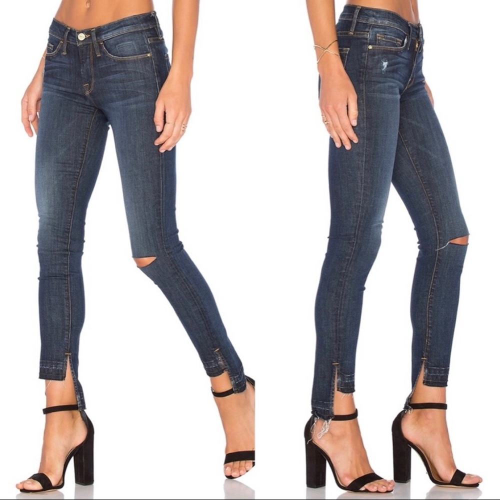 Frame Le Skinny De Jeanne Unravel Hem Anchorage 27 EUC